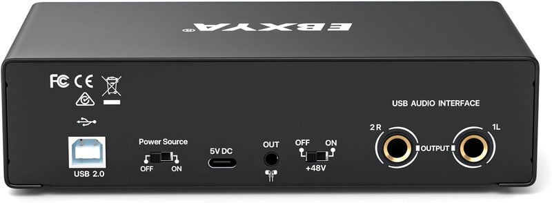 EBXYA 2x2 Audio Interface for Recording Music, 24-bit/192kHz Plug and Play USB Interface for PC and Mac, Studio, Guitar, Podcast, Streaming(Metallic Black) - Image 3